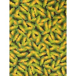 patchworkstof - blade gul-grøn